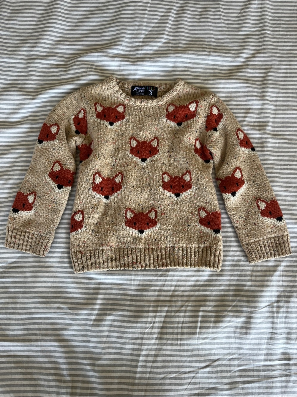 Children's Fox Knit Sweater - Beige